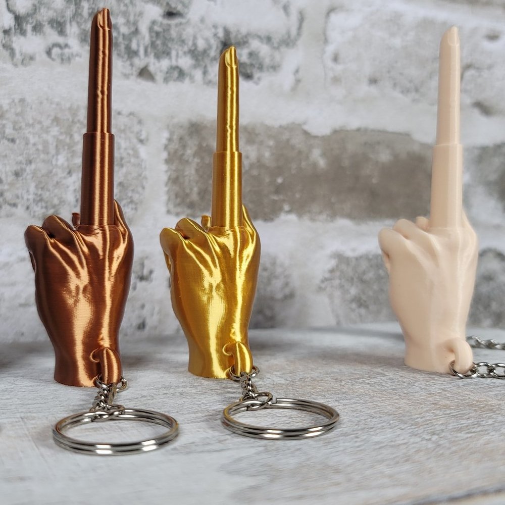 Collapsing Middle Finger Keychain | Fun Fidget Toy | Gag Gift | 3D Printed - Picture 2 of 7